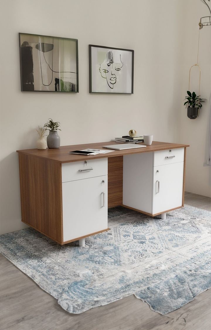 neudot Splash Engineered Wood Study Table | Multi-Purpose Study Table | Computer Table for Students | Office Table with Drawers | Desk for Work from Home | 1 Year Warranty - Leon Teak