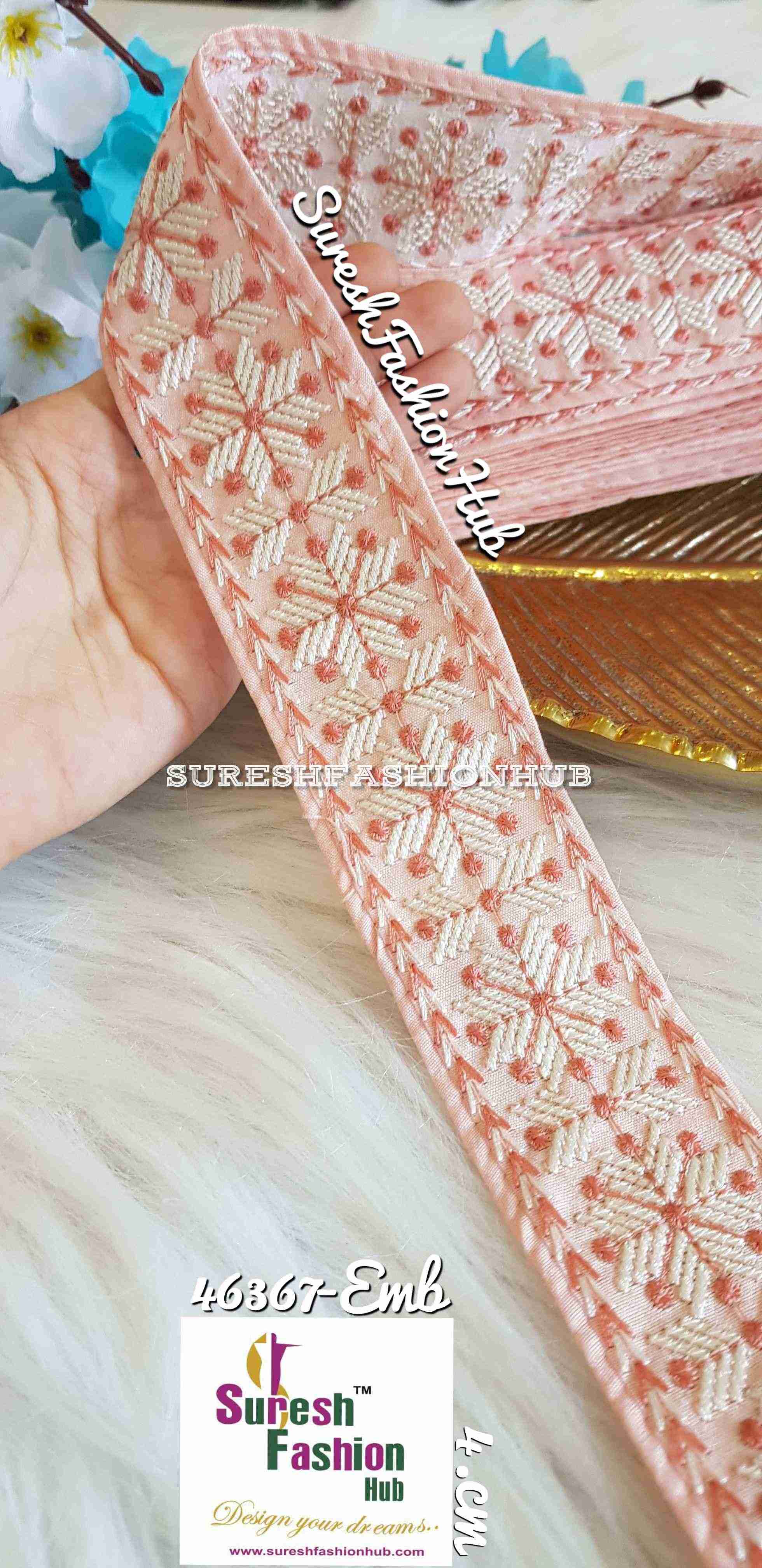 Large Floral Peach Trim