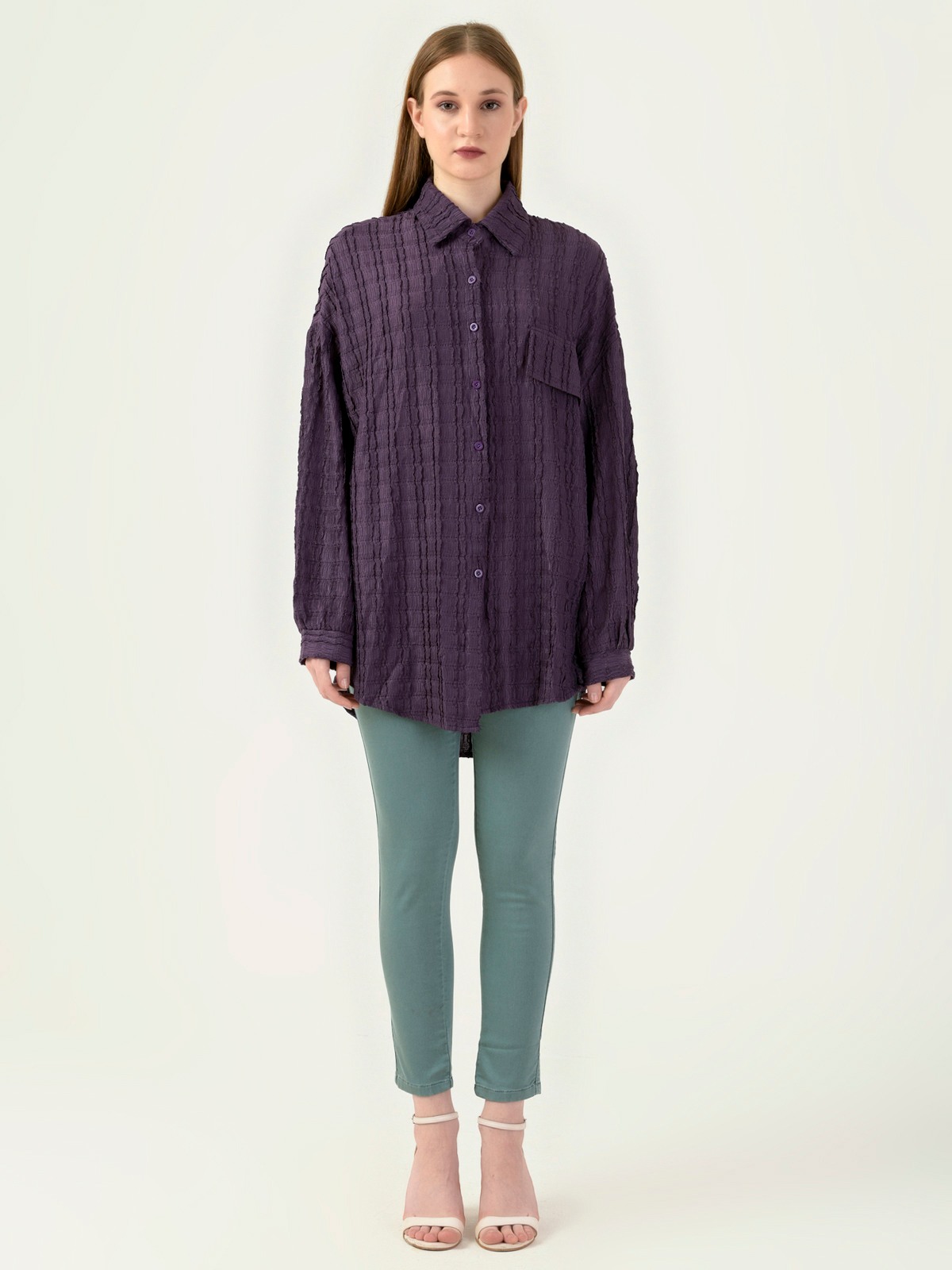 Albion Women Smart Premium Purple Casual Shirt