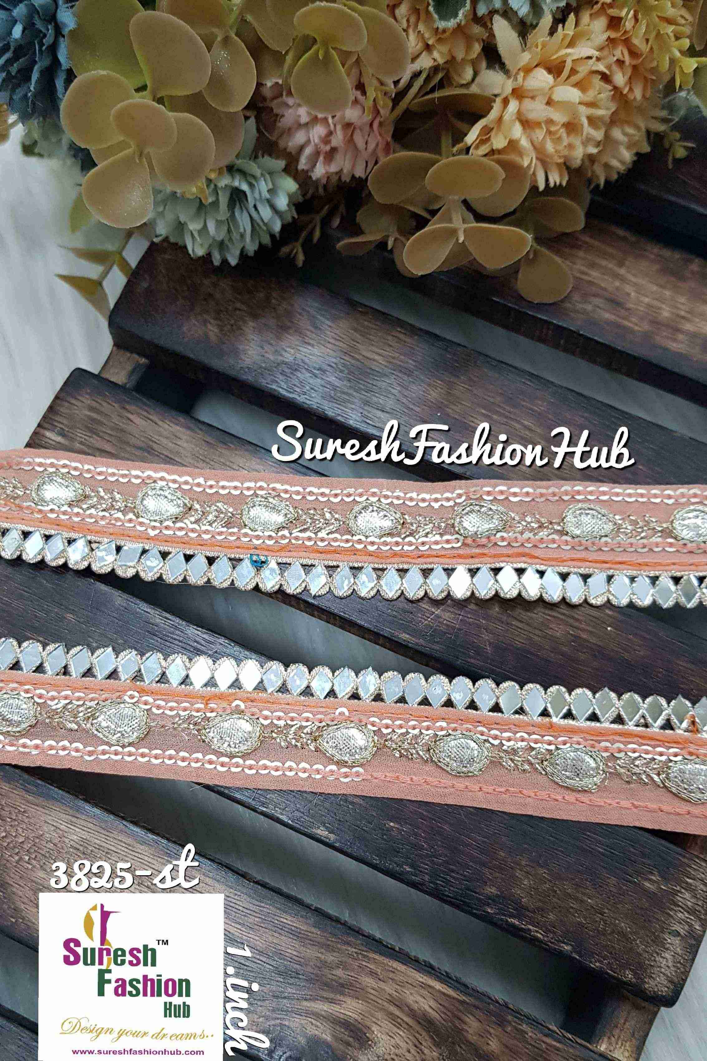 Peach Sequin Radiance Gota Mirage Lace