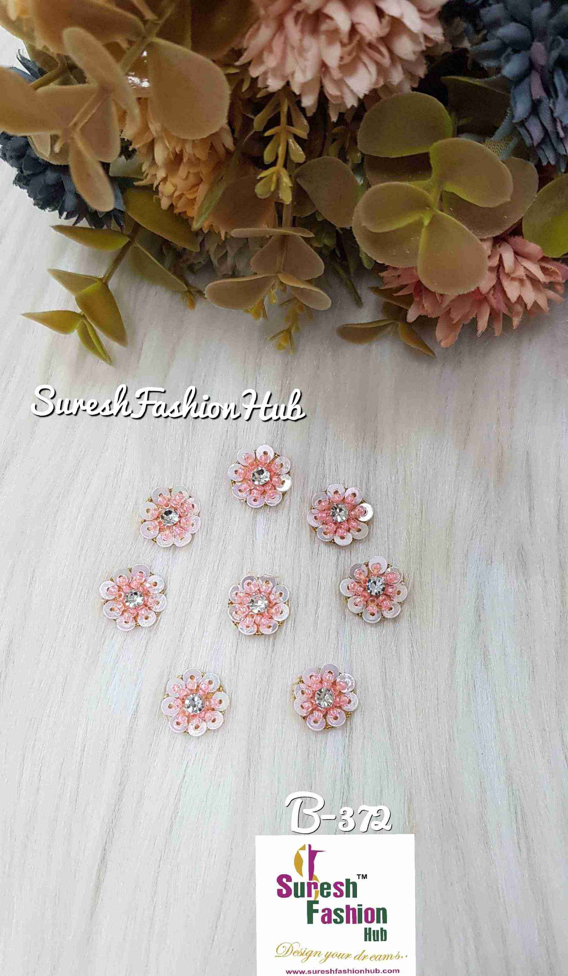 Salmon Pink Glam Bead Sequin Buttons
