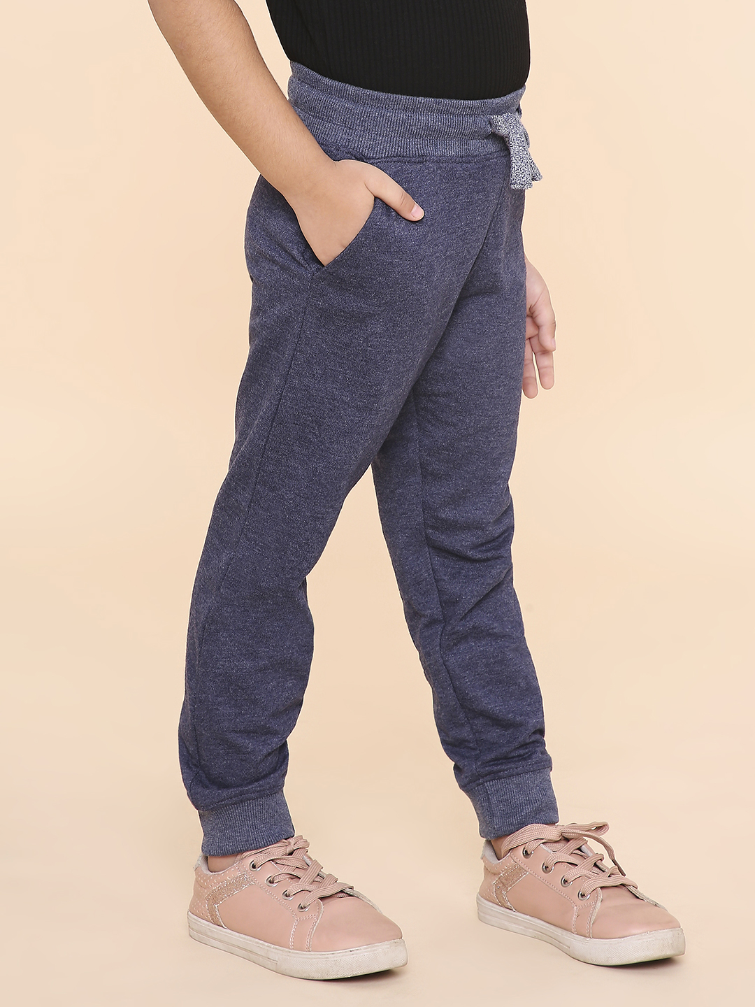 Girls Solid Sweatpant - Navy