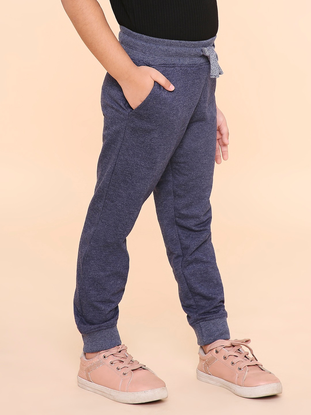 Girls Solid Sweatpant - Navy