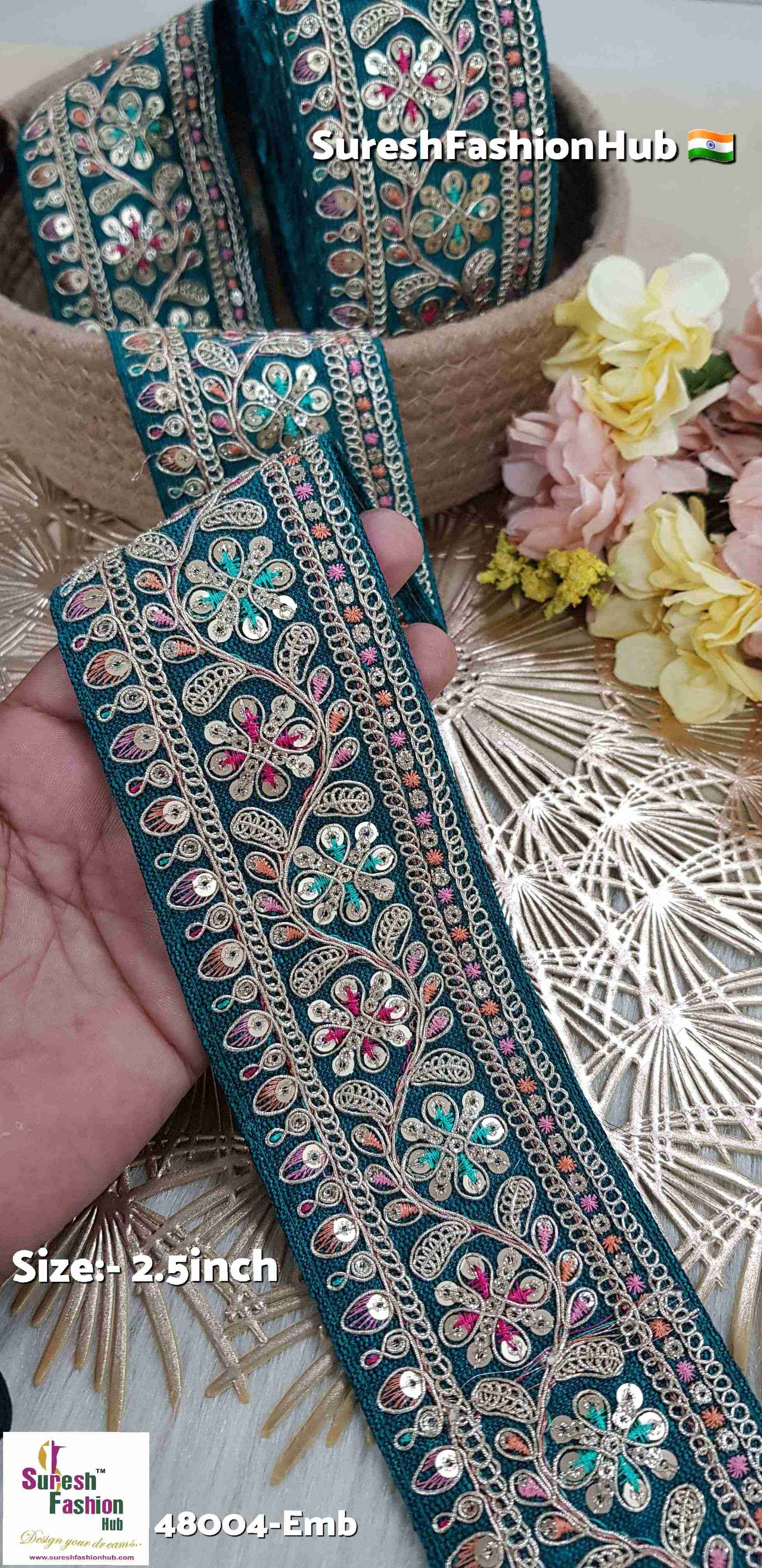 Rama Green Sabya Classic Floral Embroidery Lace