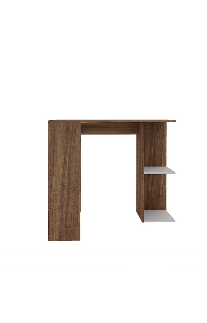 NEUDOT Cruze Corner Study Table - Leon Teak | Corner Study Table for Students | 1 Wood Study Table | Office Table | Desk for Work from Home | 1 Year Warranty