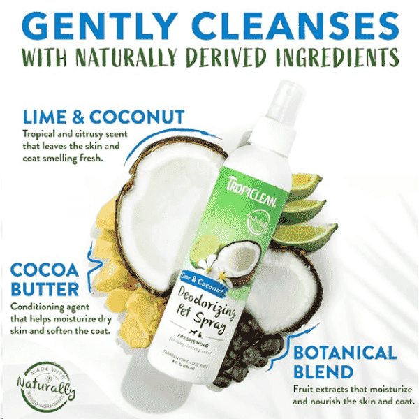 TropiClean Lime & Coconut Deodorizing Pet Spray – 236 ml