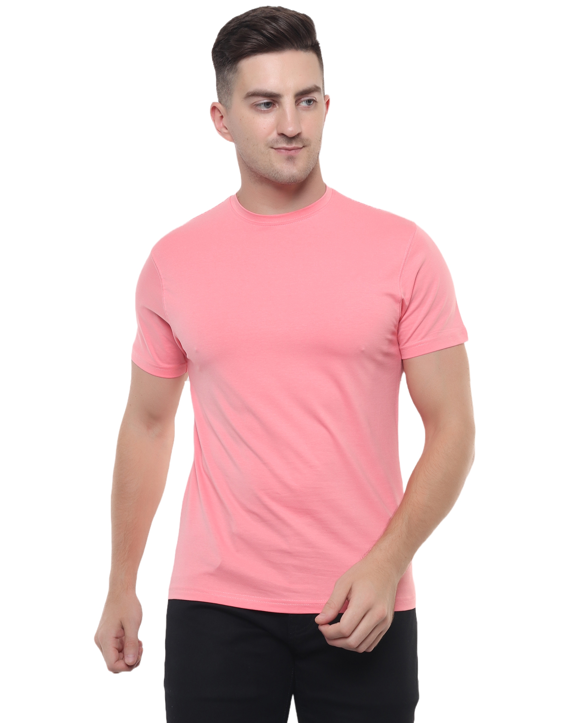 Inands | Peach Color Cotton Lycra T Shirt undefined