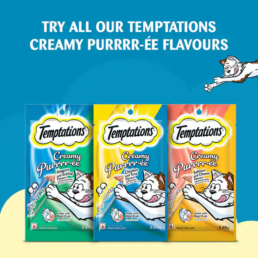 Temptations Creamy Cat Treat, Chicken & Tuna Flavour - 48 g (4 pieces)