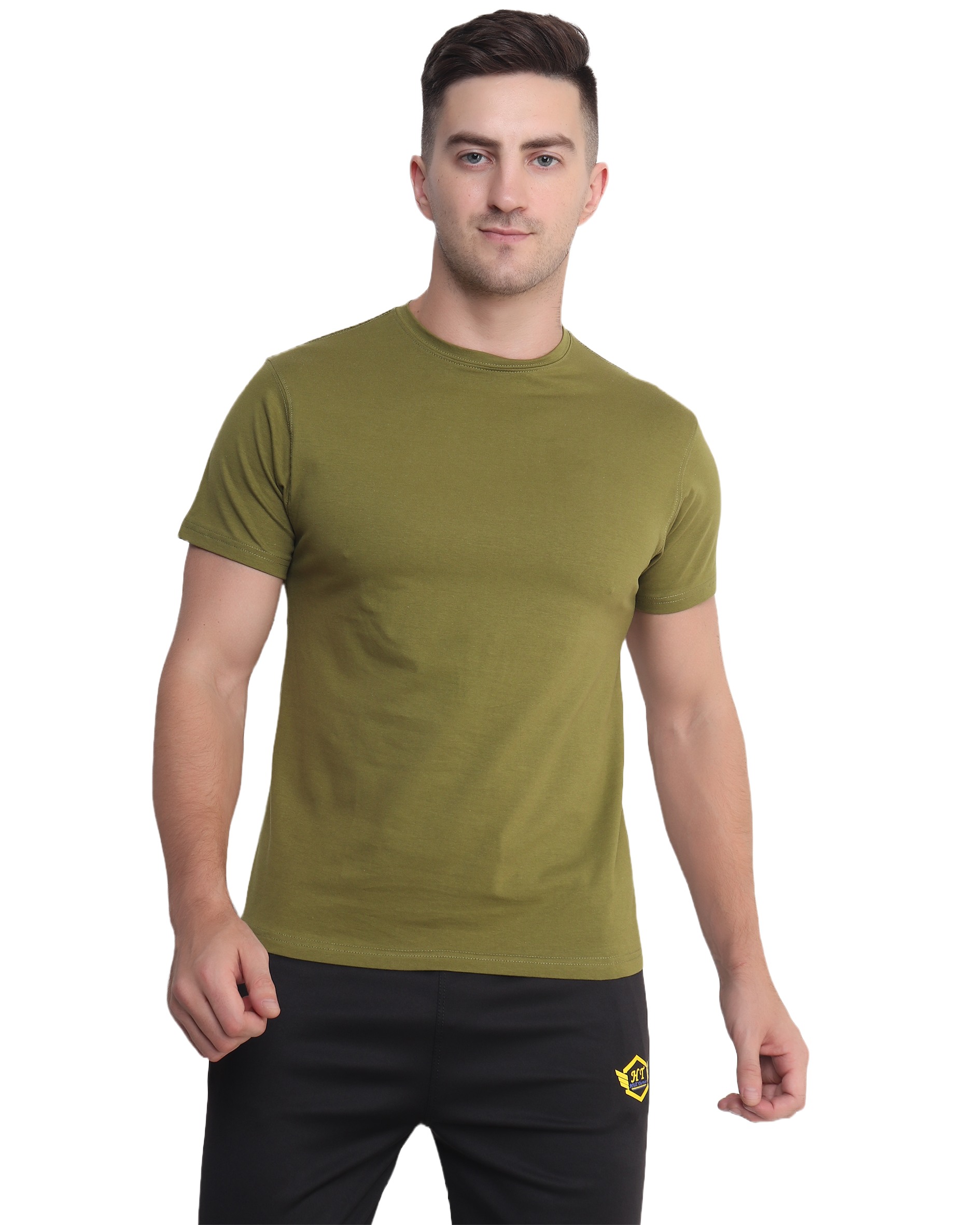 Olive Cotton Lycra T Shirt
