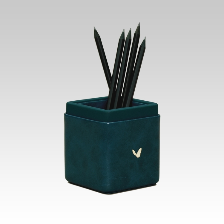 Pen/Pencil Holder | Faux Leather | Square Small | Moderno | Blue