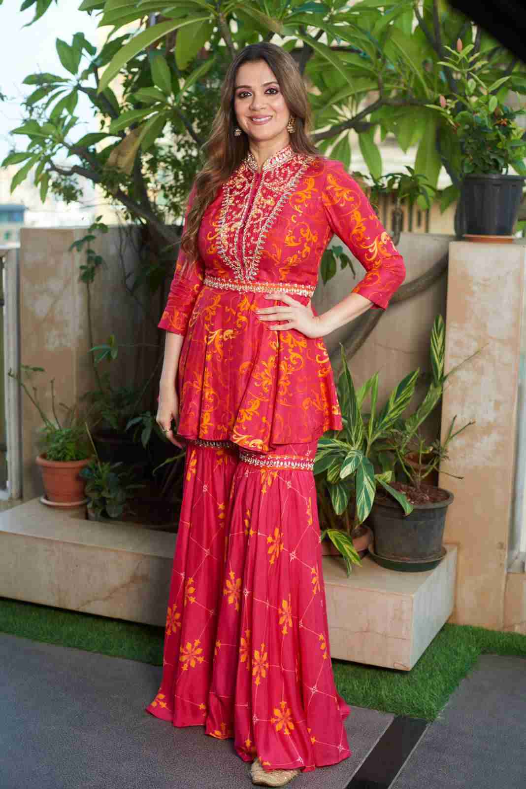 Peplum Top with a Gharara and Belt