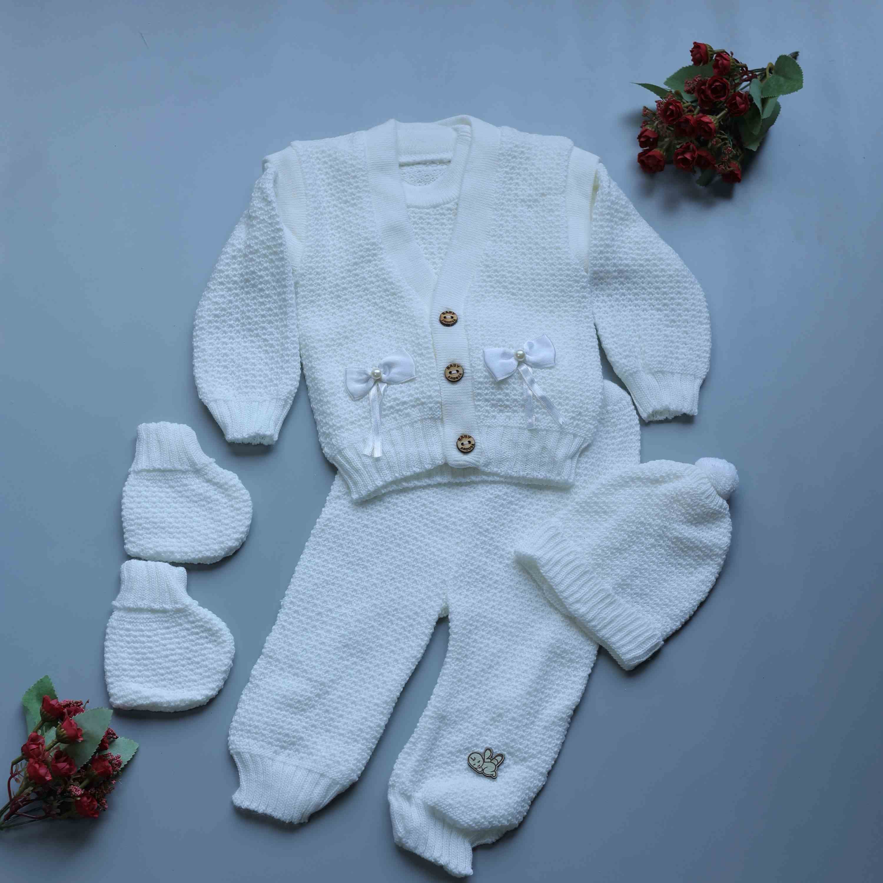 Bow Charm Knitted Baby Winter Set