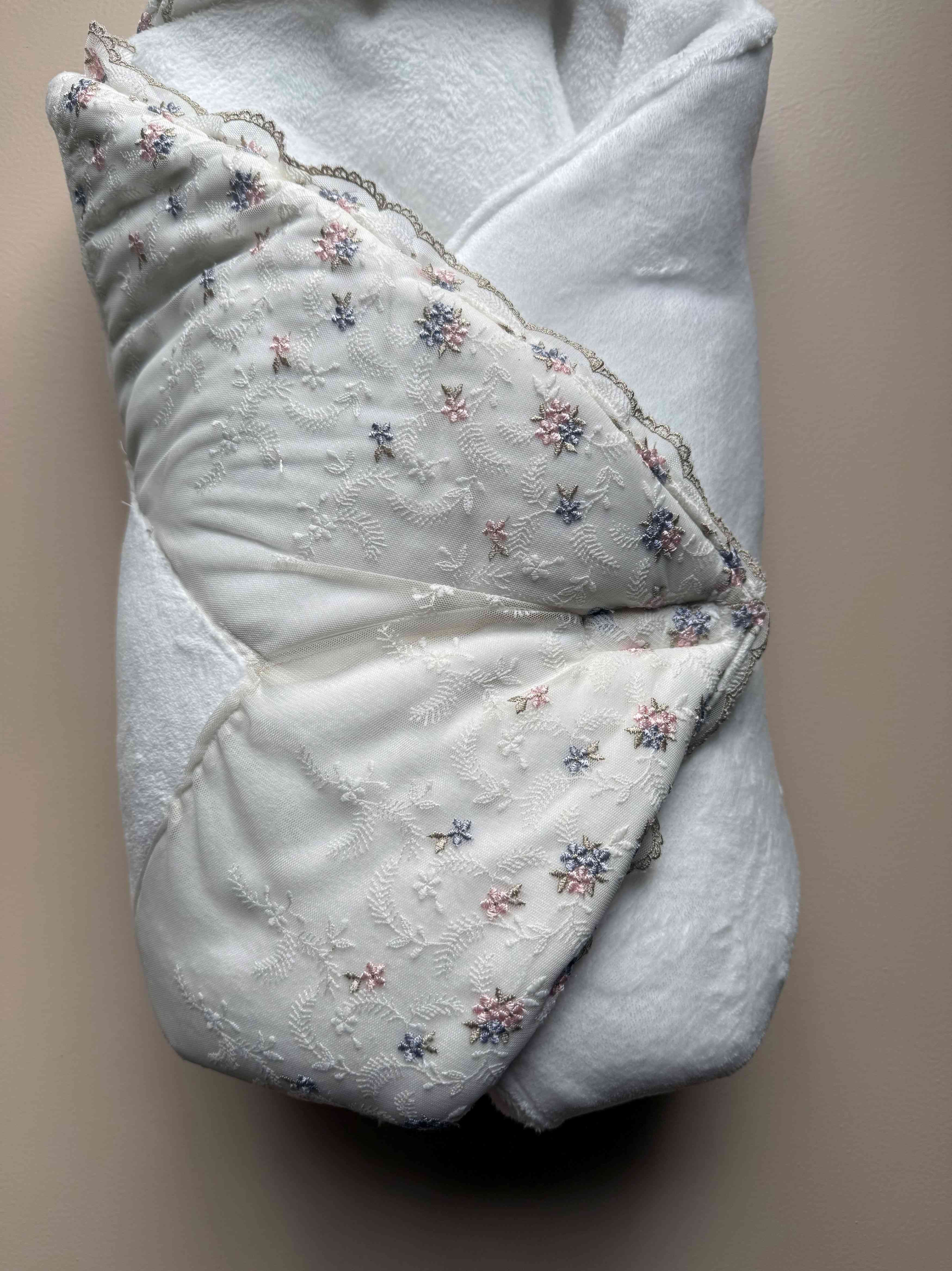 WinterPetal Embroidered Lace Quilt