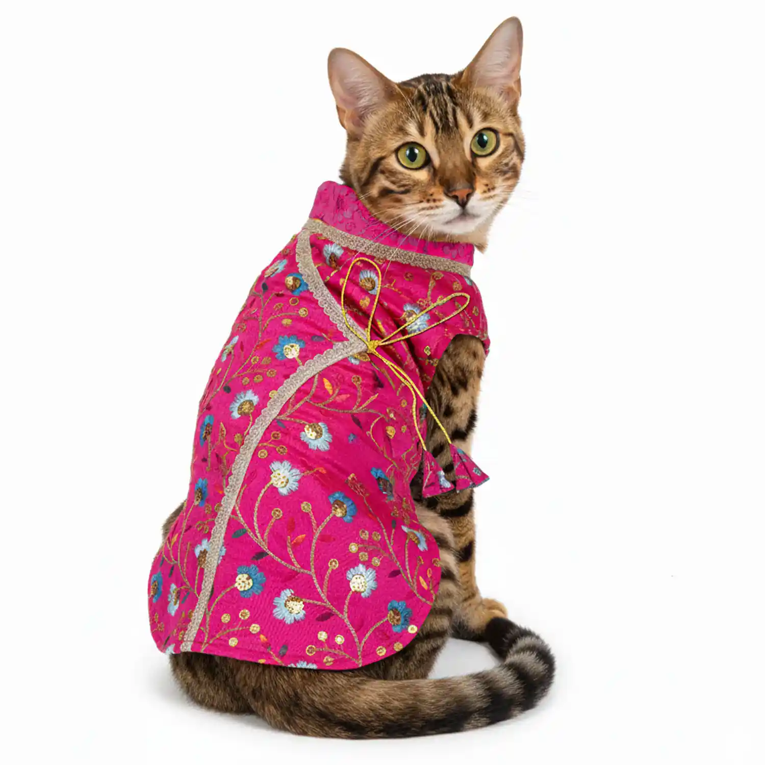 PawsIndia Traditional Rose Pink Prince Kurta for Cats