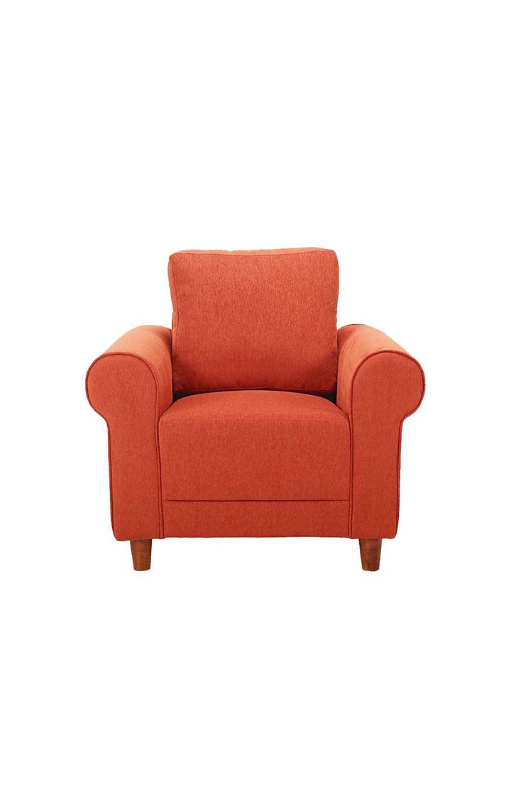 neudot Melody Sofa for Living Room |1 Person Sofa|Premium Fabric with Padded Cushioned Armrest |Solid Wood Frame|1 Seater in Rusty Cider Orange Color