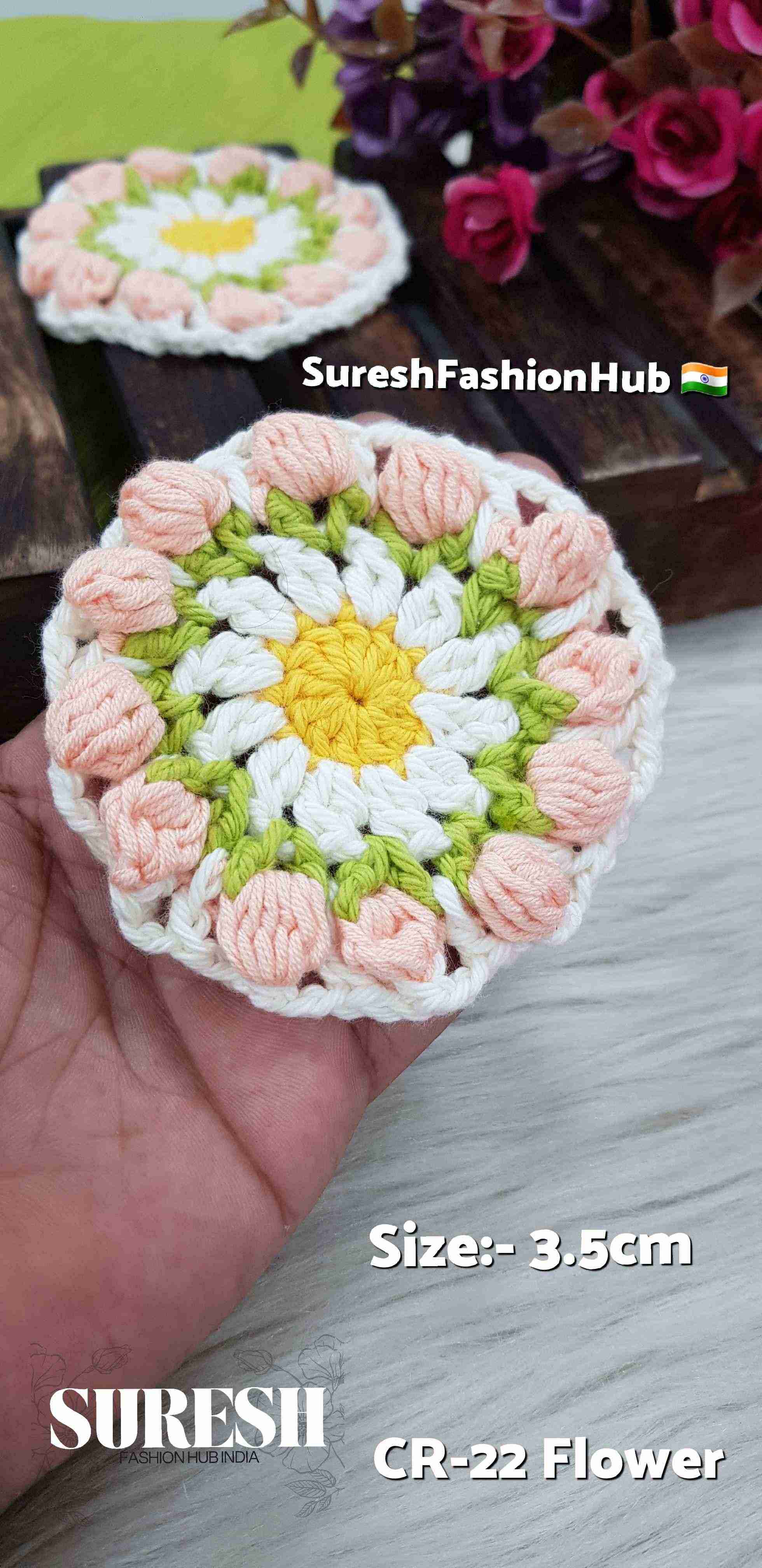 Peach Petal Crochet Embroidery Patch – Peach | Cr-22