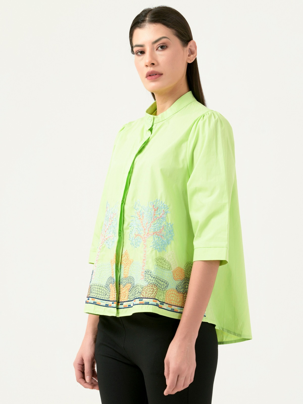 Albion Women Smart Premium P Green Blouson Top