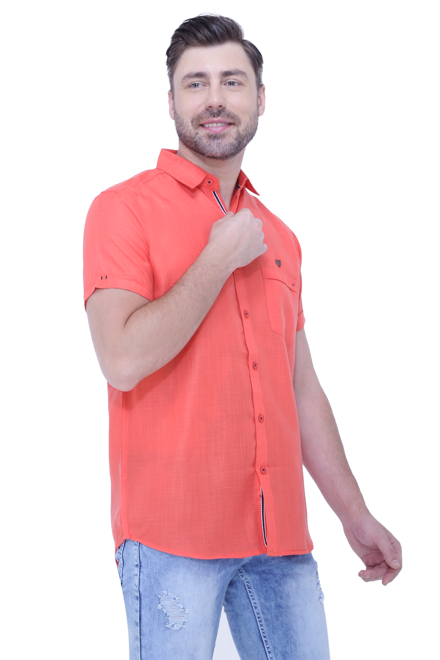Kuons Avenue | Kuons Avenue Men's Linen Blend Half Sleeves Casual Shirt-KACLHS1233 5
