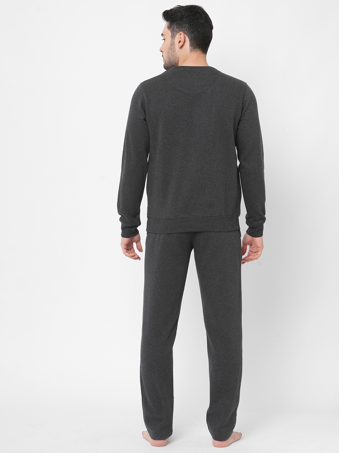 Sweet Dreams | Sweet Dreams Men Charcoal Mel Cotton-Poly Solid Tracksuits 1