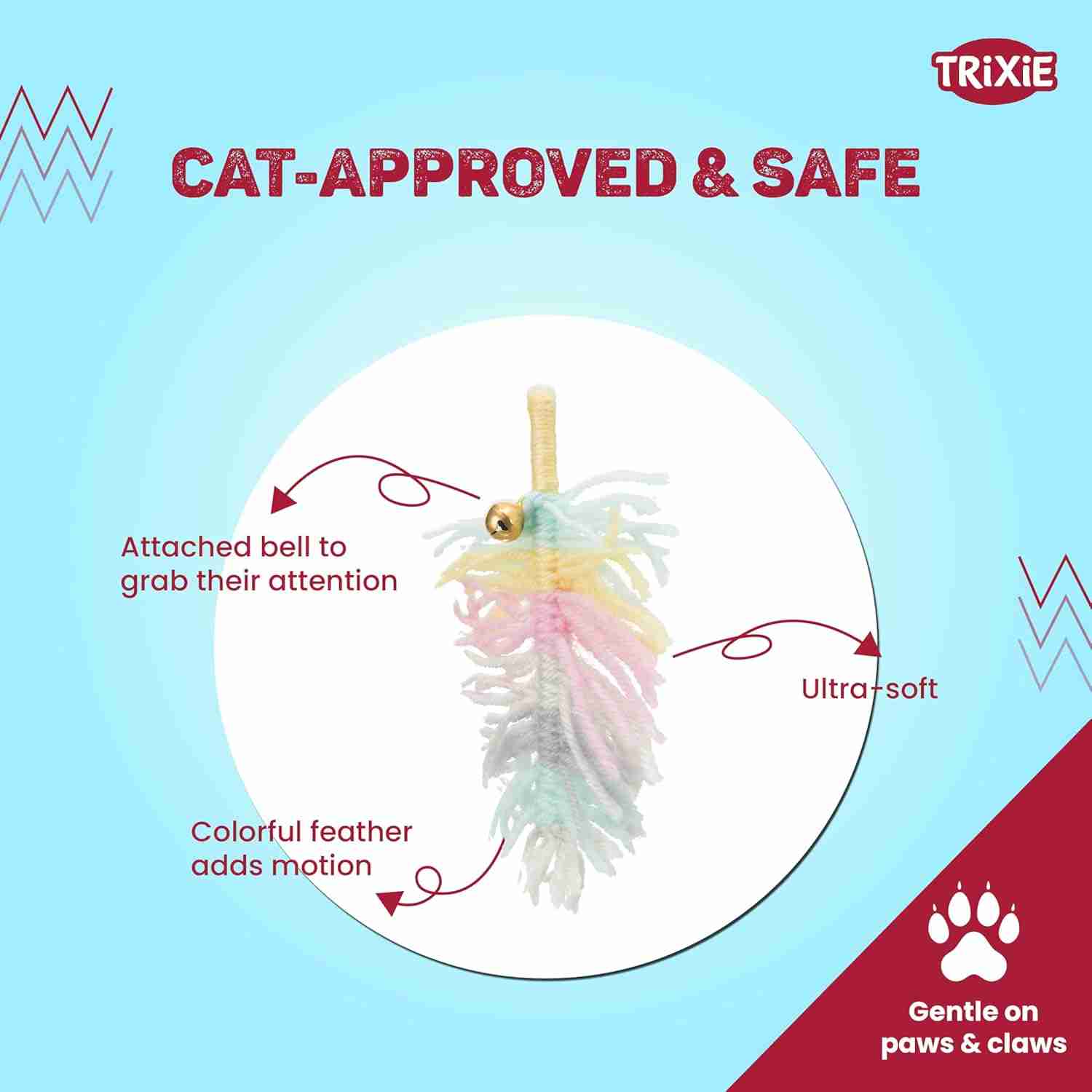 Trixie Playing Rod Star Plastic/Plush Catnip Toy for Cats (46 cm)