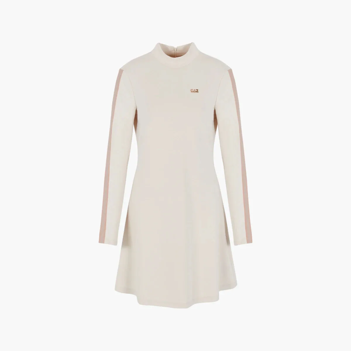 Regular Fit Turtleneck Dress With Gold Logo Plaque