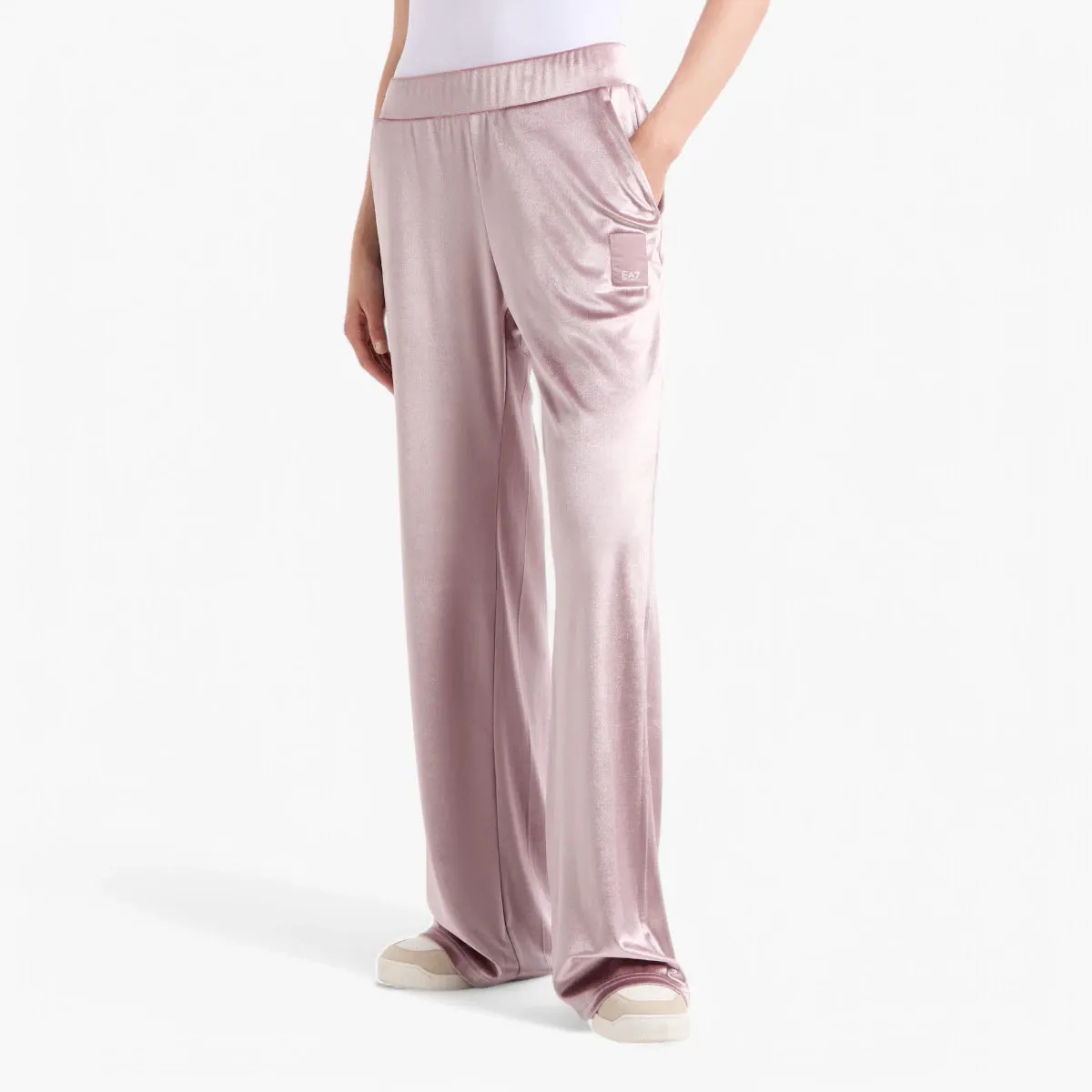 Relaxed Fit Athletic Velour  Wide Leg Trouser With Elasticated Waistband