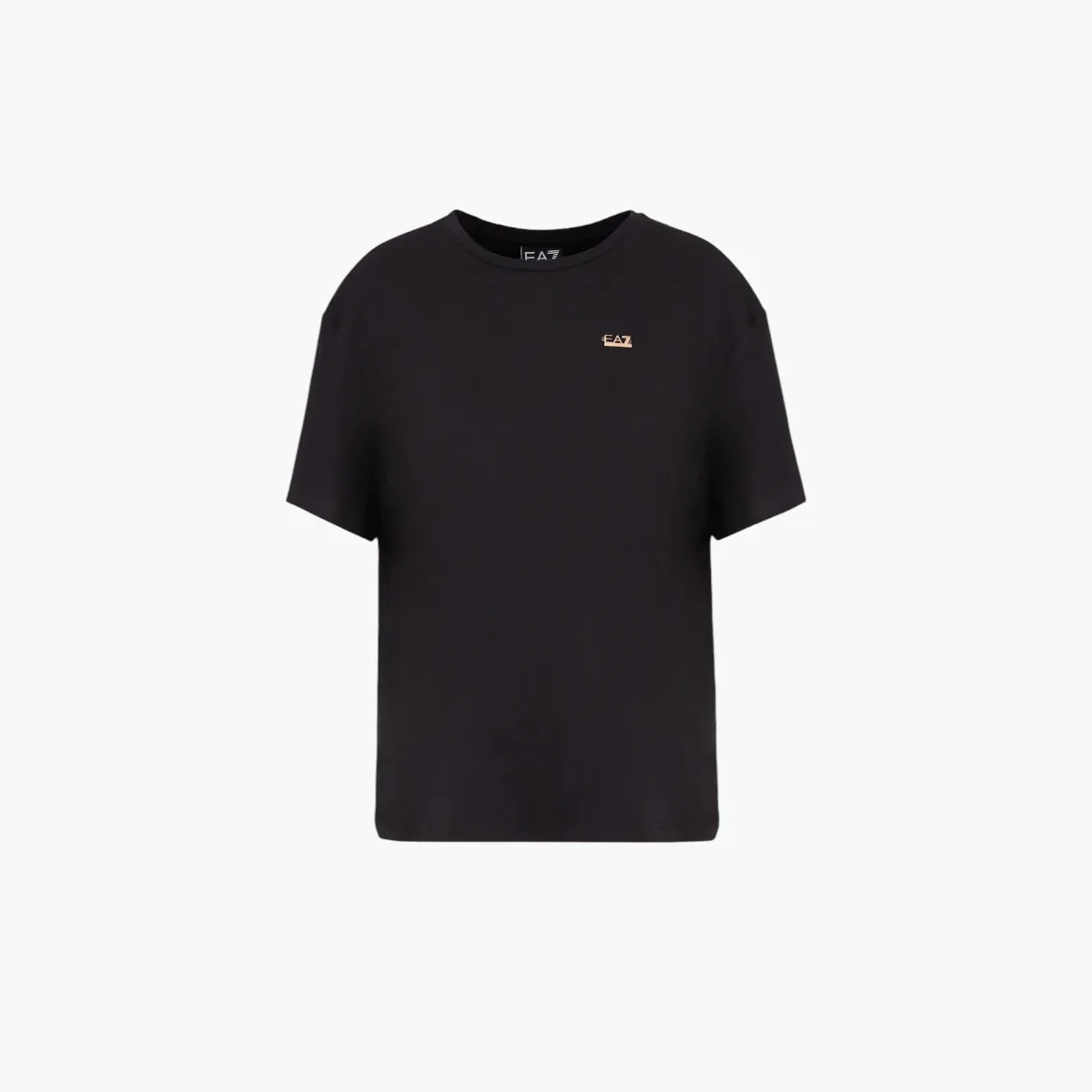 Relaxed Fit Cotton Crewneck T-Shirt With Metal Logo Plaque