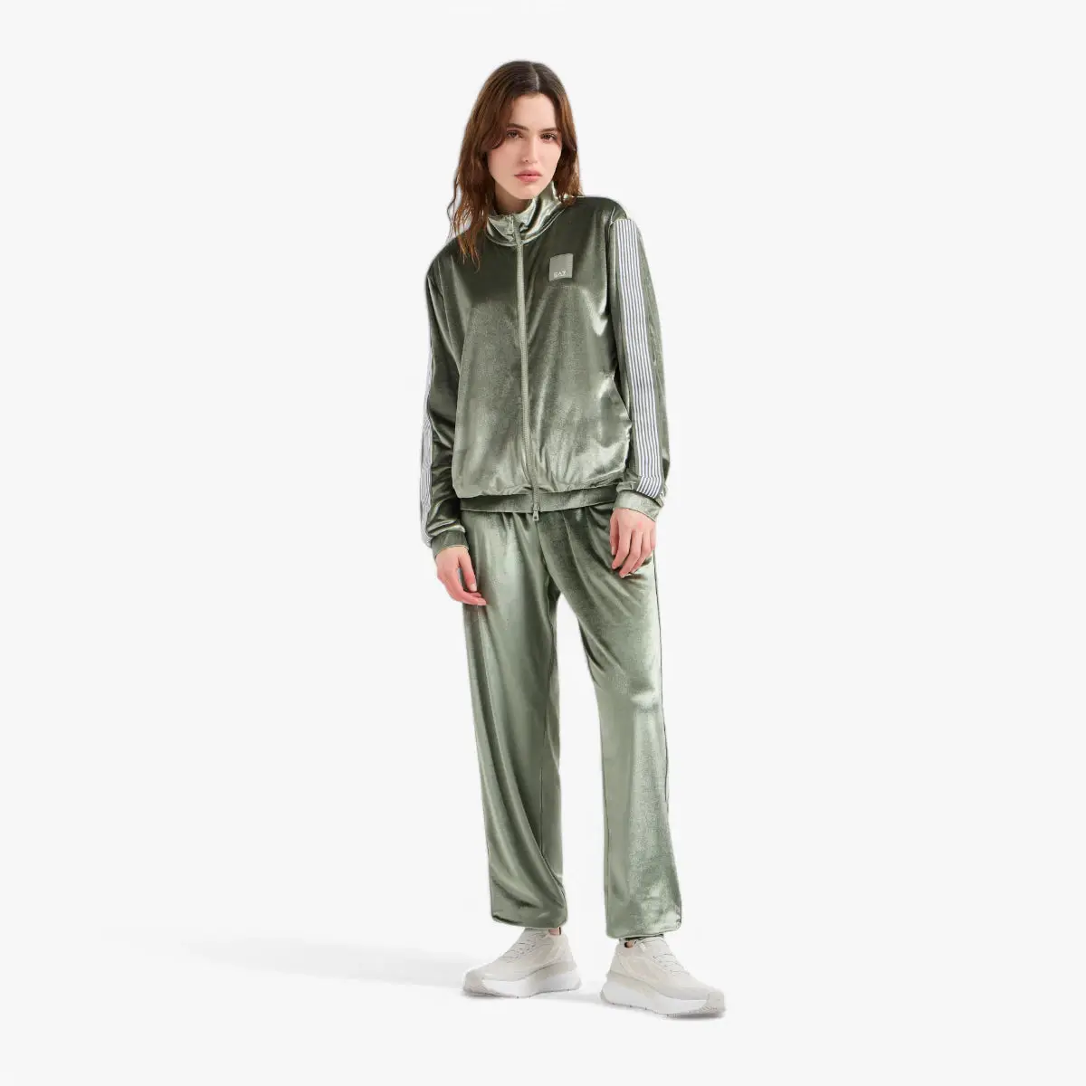 Regular Fit Athletic Velour Tracksuit With7 Lines Tape Detailing