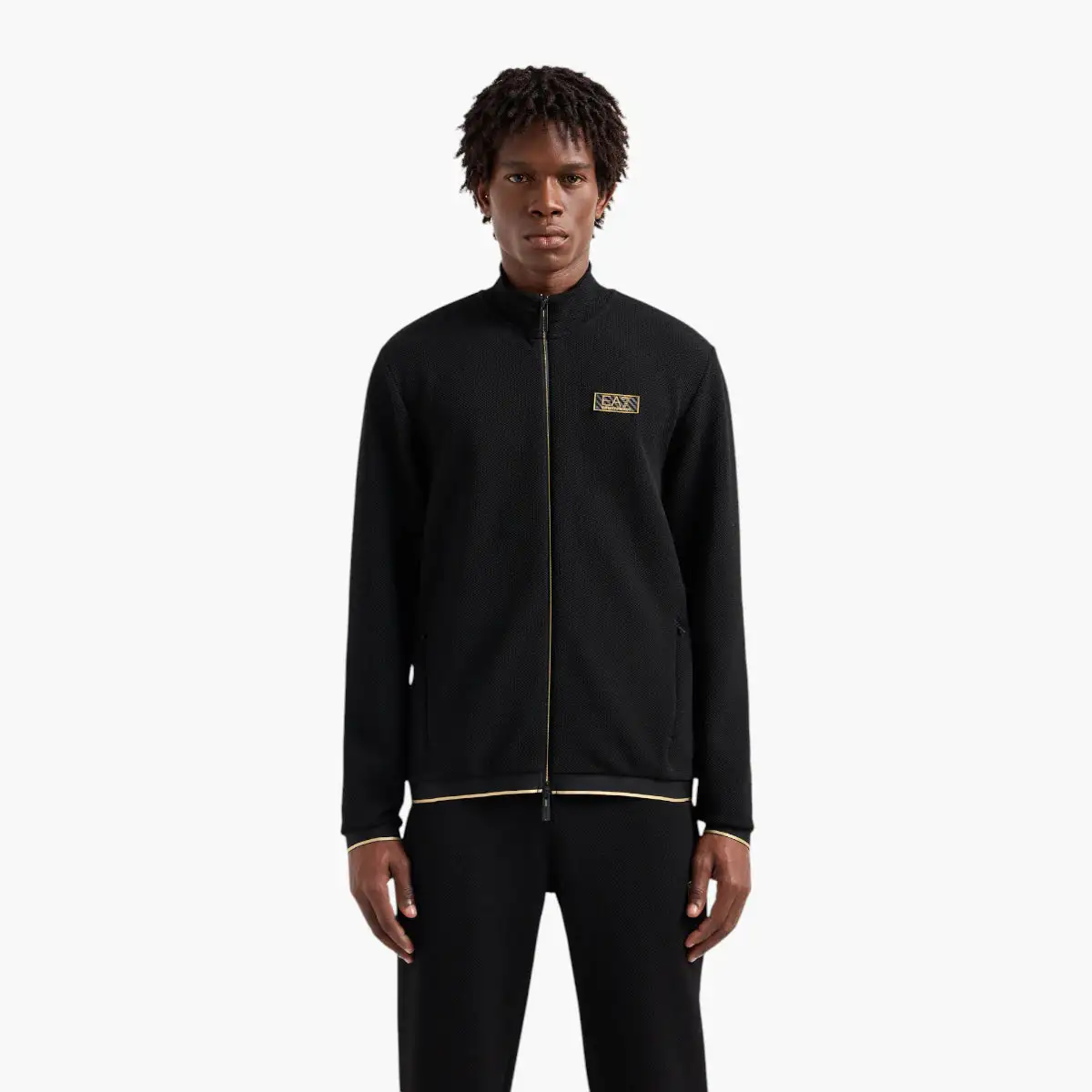 Gold Label Stretch Jacquard Zip-Up Sweatshirt With Logo Patch