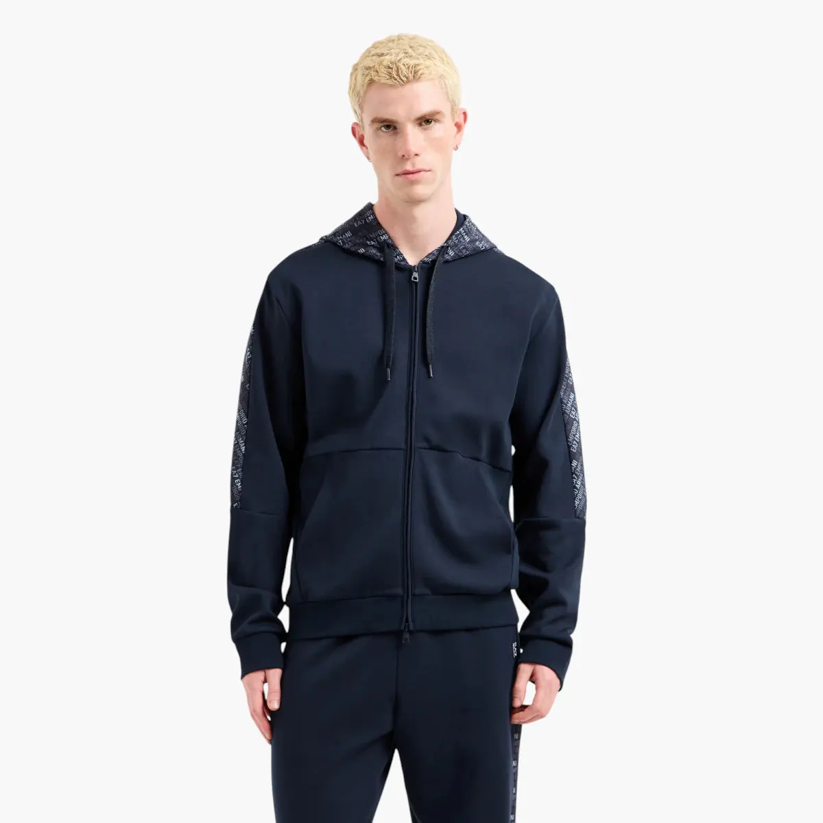 Modern Fit Logo Series Zip Up Hoodie With Contrasting Monogram Print