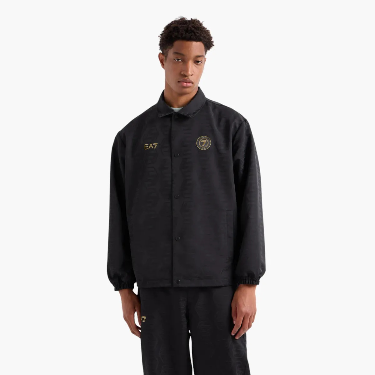 Modern Fit Soccer Jacket With Jacquard All-Over Logo