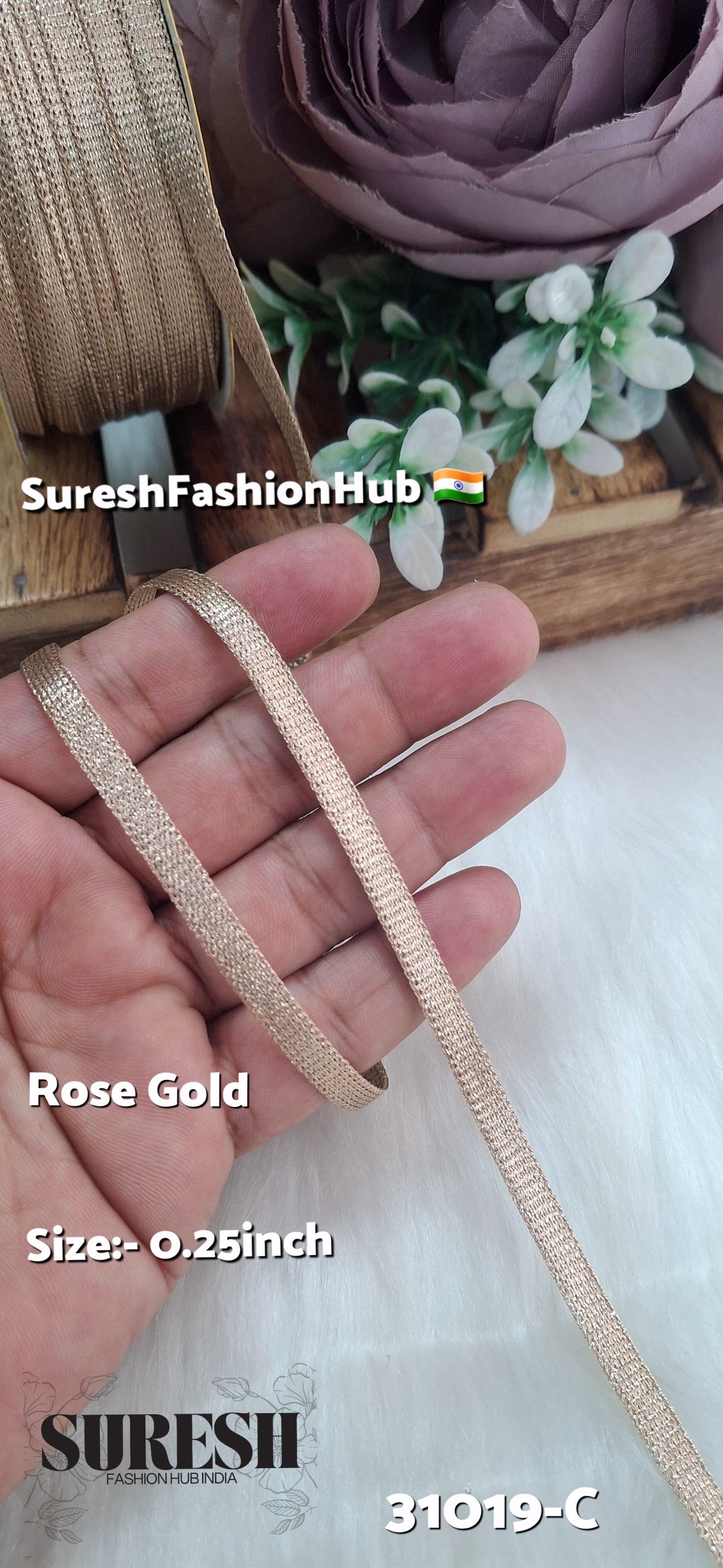 Rose Gold Slim Dori Jhalar Lace