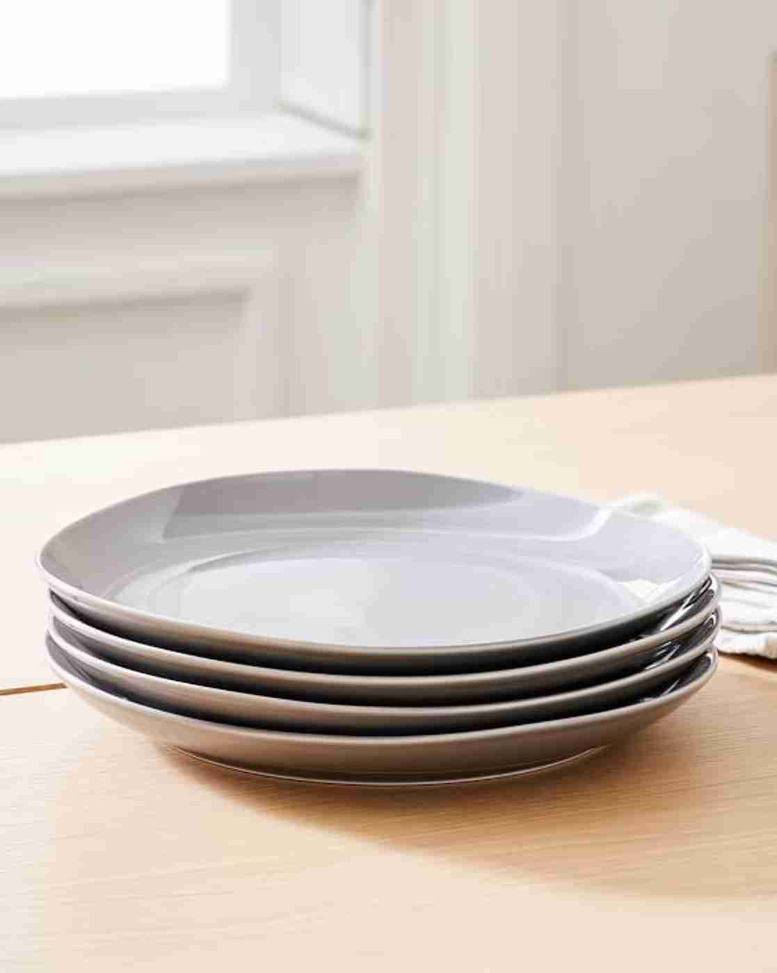 west elm | Organic Shaped Porcelain Salad Plate - Set of 4, Frost Grey