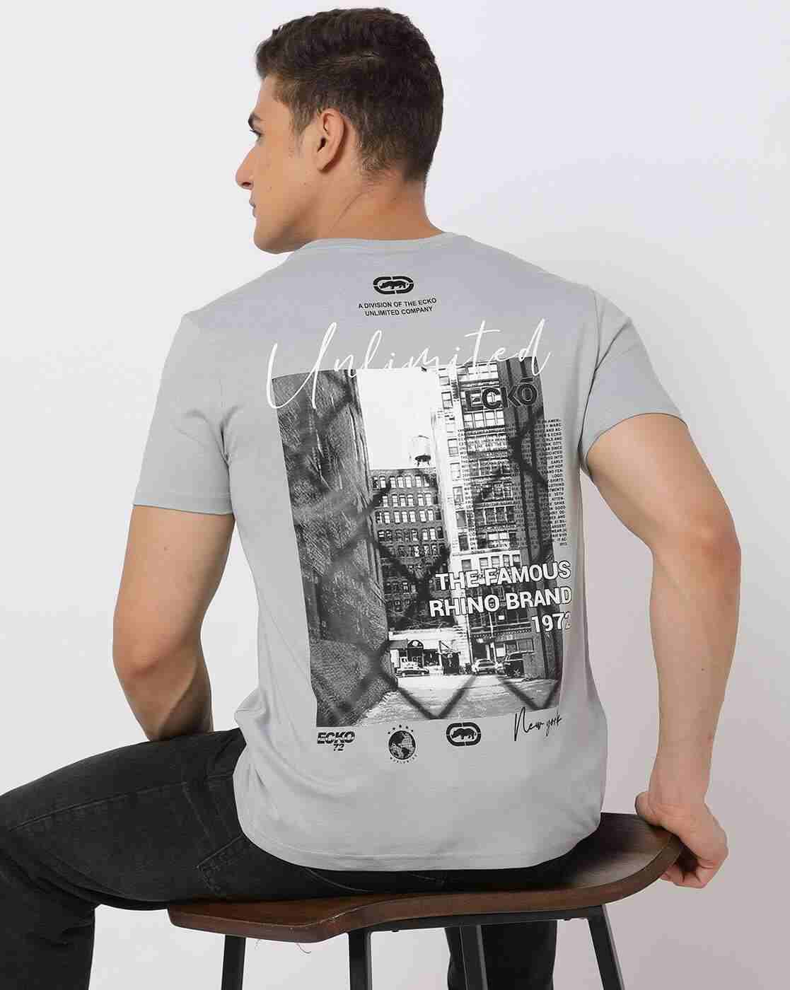 Men Logo Print Regular Fit Crew-Neck T-Shirt