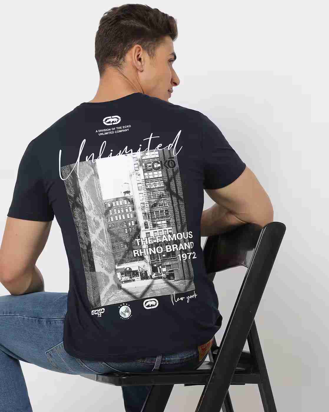 Men Logo Print Regular Fit Crew-Neck T-Shirt