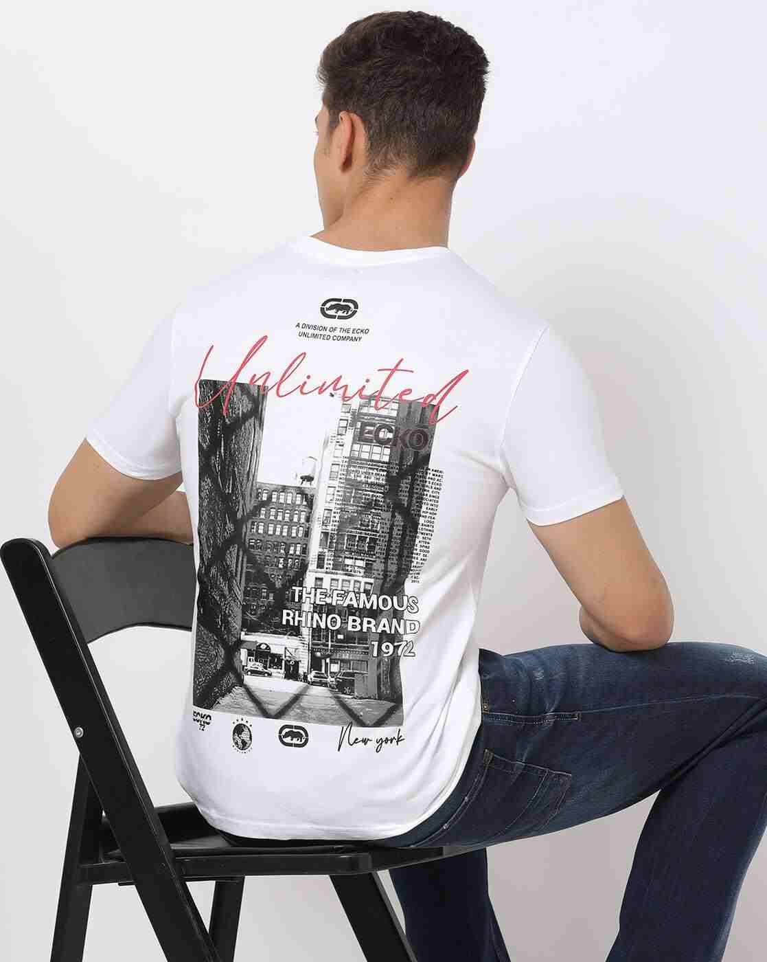 Men Logo Print Regular Fit Crew-Neck T-Shirt