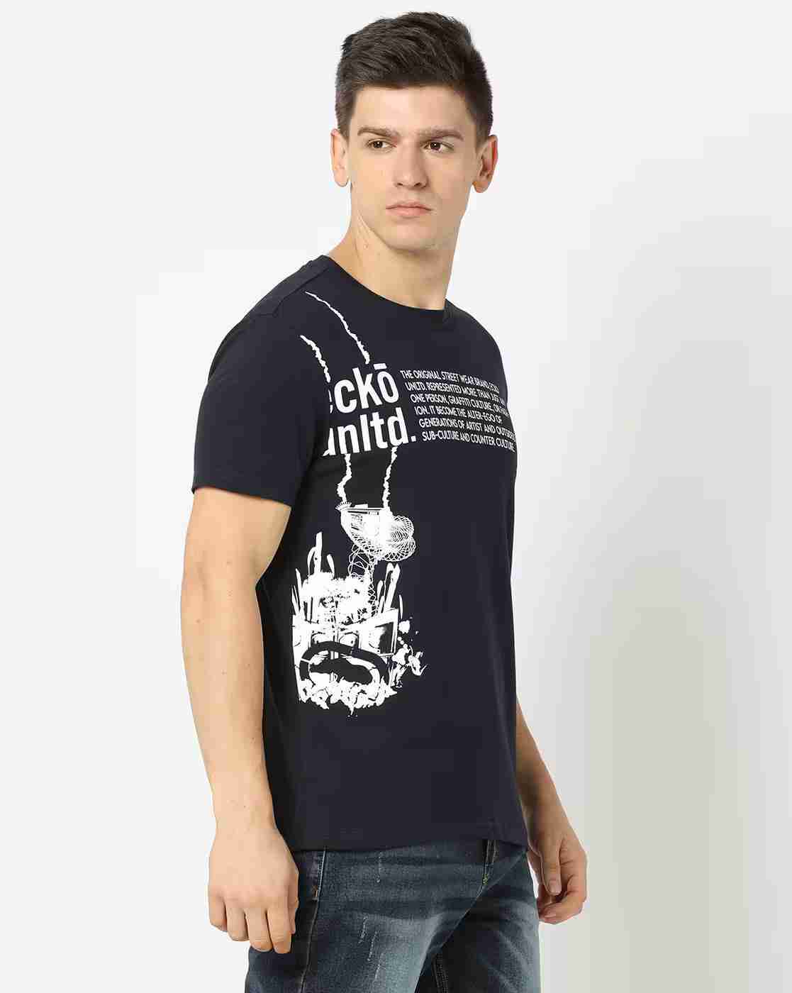 ECKO UNLTD | Men Typographic Print Regular Fit Crew-Neck T-Shirt