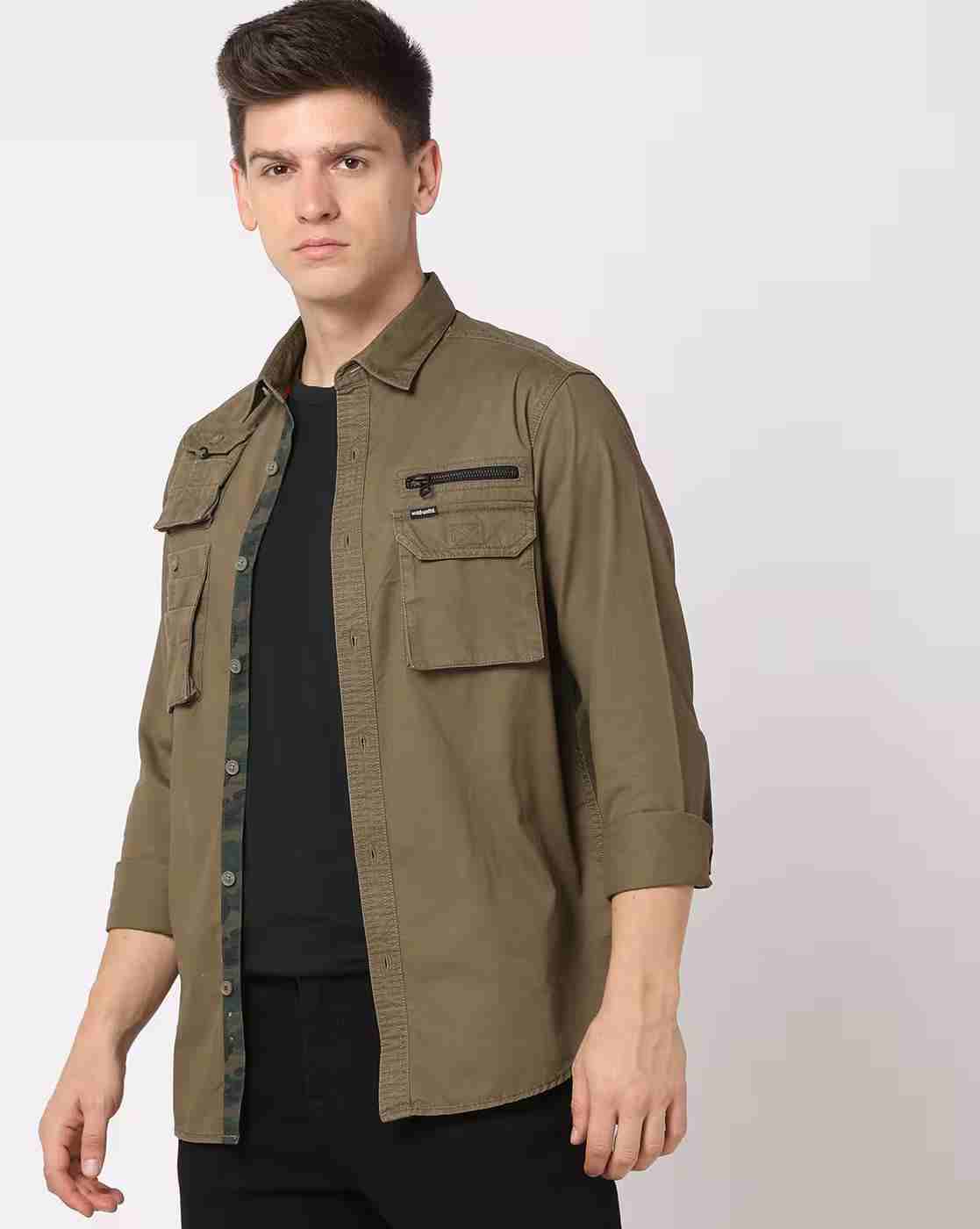 Men Slim Fit Shirt with Flap Pockets