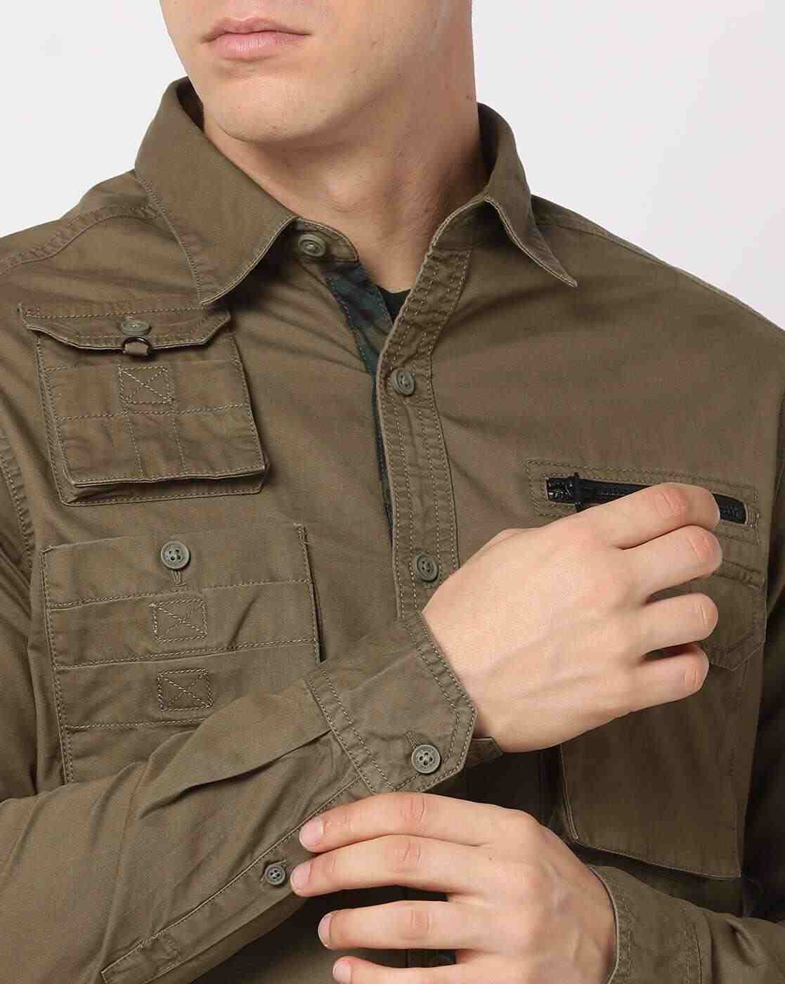 ECKO UNLTD | Men Slim Fit Shirt with Flap Pockets|3