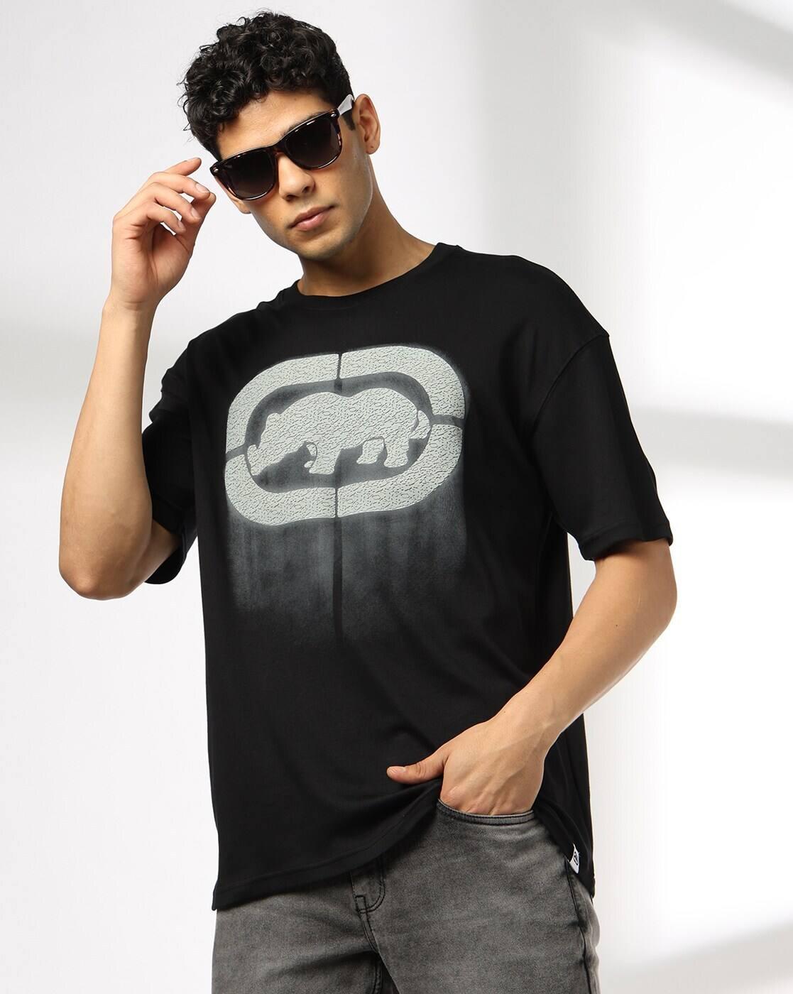 Men Logo Print Regular Fit Crew-Neck T-Shirt
