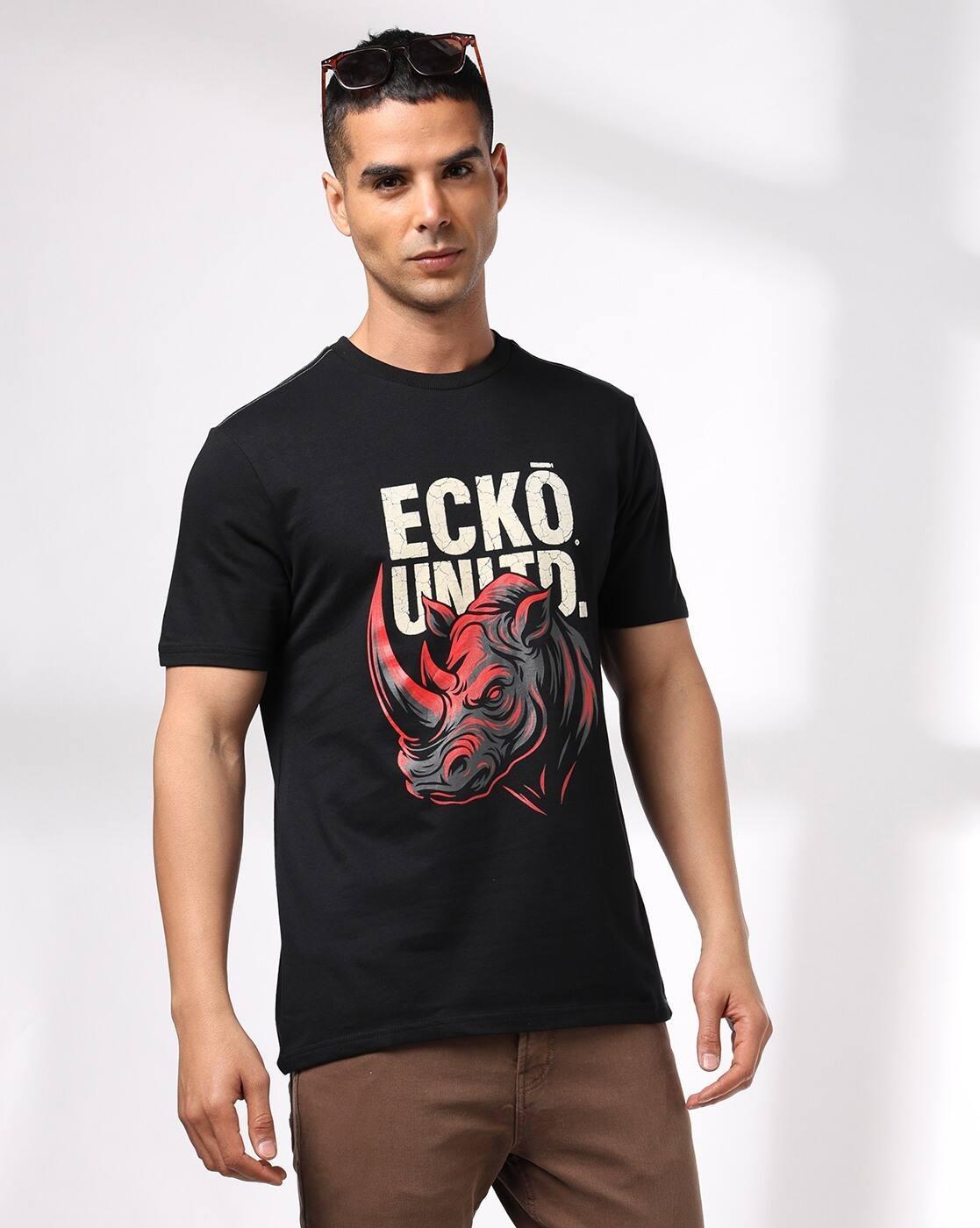 Men Logo Print Regular Fit Crew-Neck T-Shirt