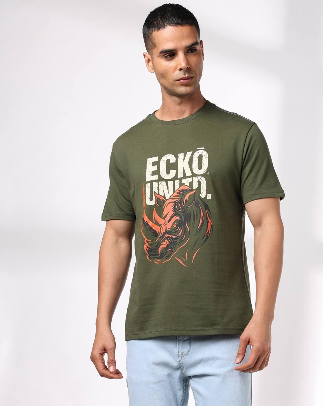 Men Logo Print Regular Fit Crew-Neck T-Shirt