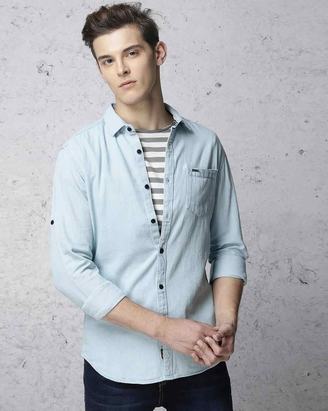 Typographic Print Slim Fit Shirt with Patch Pocket