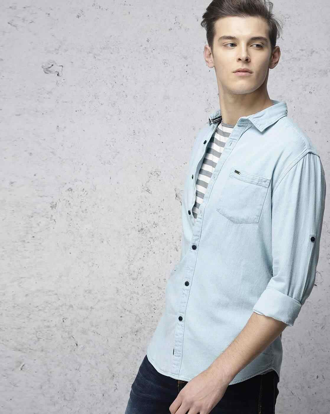 ECKO | Typographic Print Slim Fit Shirt with Patch Pocket