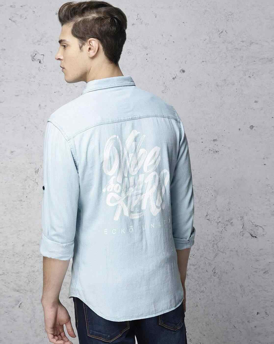 ECKO | Typographic Print Slim Fit Shirt with Patch Pocket|2