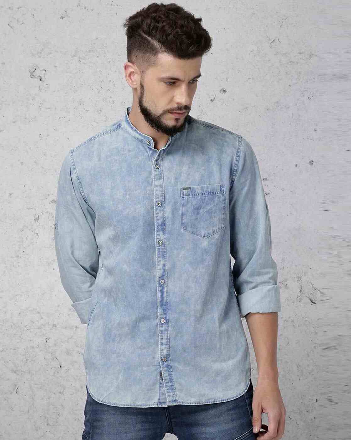 ECKO | Washed Slim Fit Shirt with Patch Pocket|0