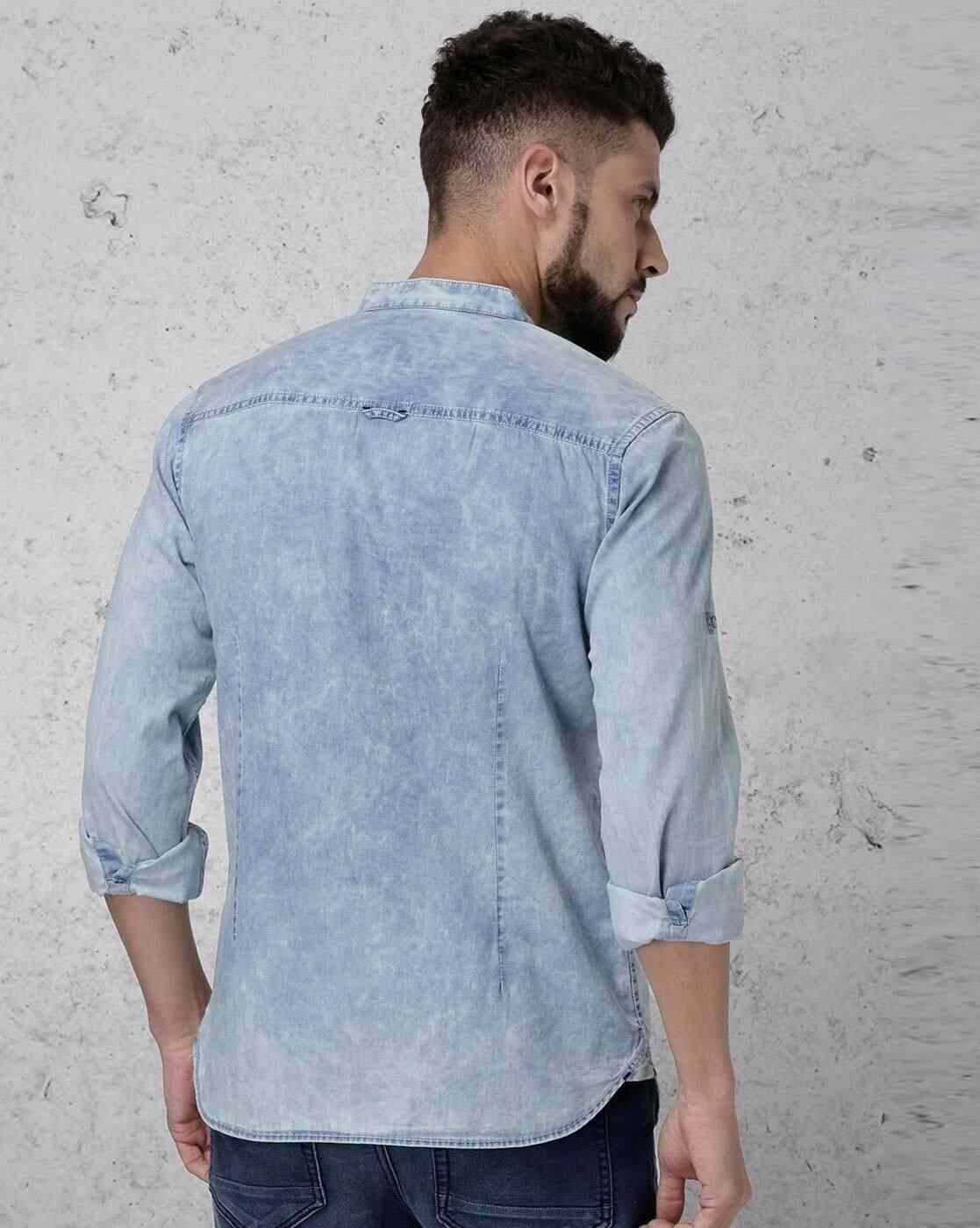 ECKO | Washed Slim Fit Shirt with Patch Pocket|2