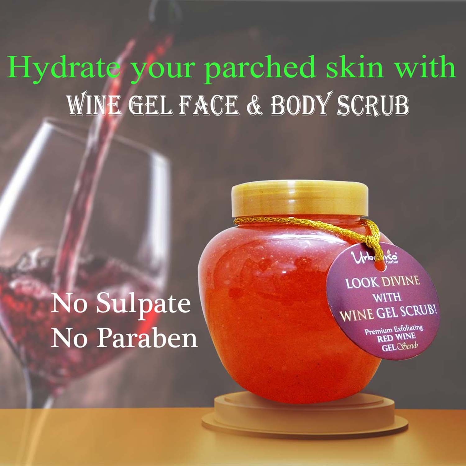 Urbaano Herbal | Urbaano Herbal Face & Body Wine Gel Scrub - Exfoliating, Polishing, De Tan, Nourishing, Skin Tightening -500gm 1