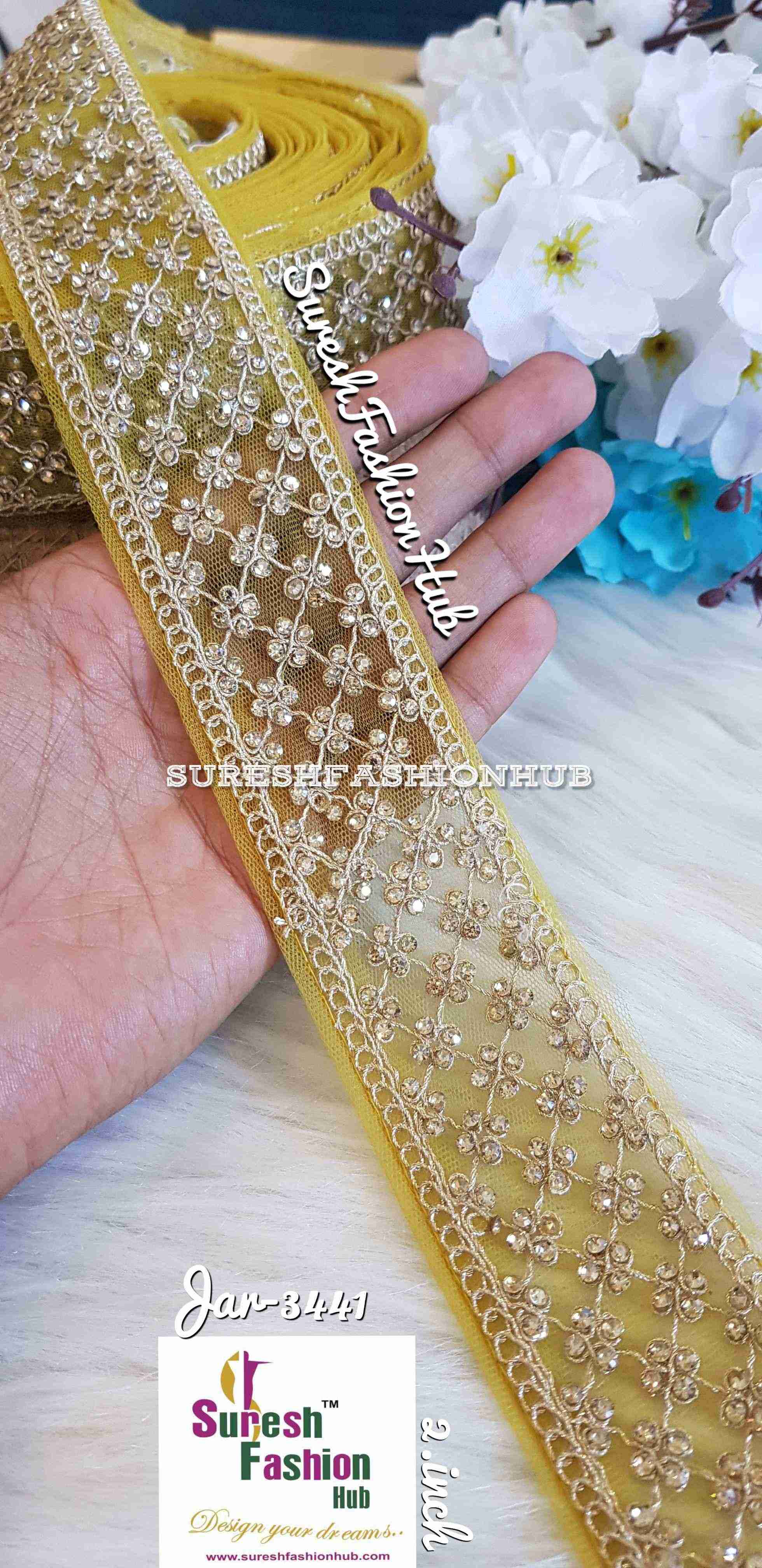 Gemstone Garden Yellow Embroidered Trim