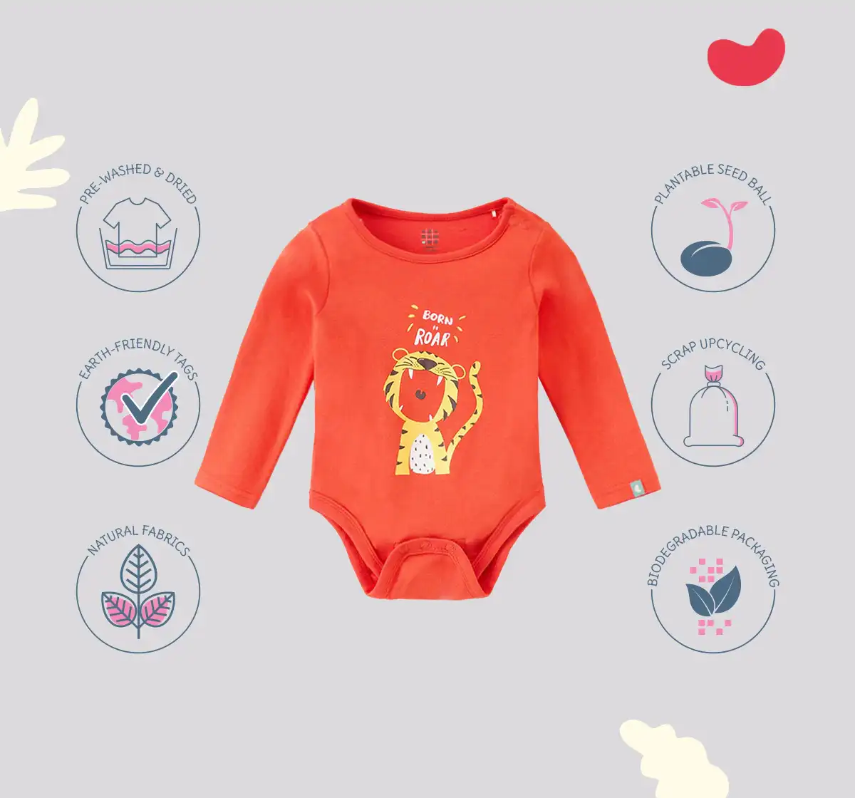 Infant Boys Printed 100% Cotton Bodysuit - Orange